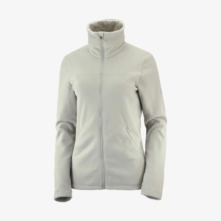 Chaquetas Salomon Essential Cosy Fleece Full Zip Mujer Grises Claro | MX KJPZ729